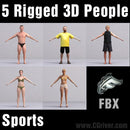 ATHLETES (SPORT)- 5 FBX RIGGED MODELS (MeSpFBX001a)