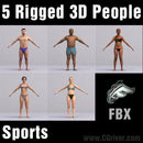 ATHLETES (SPORT)- 5 FBX RIGGED MODELS (MeSpFBX001b)