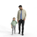Casual Family | cfam0307hd2o01p01s| Ready-Posed 3D Human Model (Father/Daughter/Family/Still)