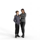 Casual Family | cfam0303hd2o01p01s | Ready-Posed 3D Human Model (Woman/Mom/Son/Still)