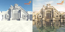 moskitoRender architectural demonstration, untextured and finished views