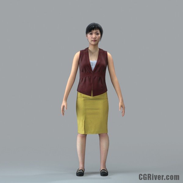 Asian Woman, Business - RIGGED 3D MODEL for 3ds Max or Cinema 4D (BWom0100M4CS, BWom0100M4C4D)