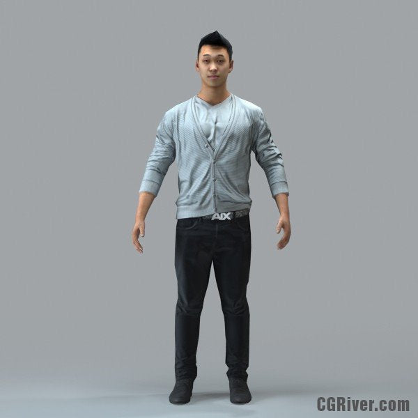 Asian Man, Casual - RIGGED 3D MODEL for 3ds Max or Cinema 4D (CMan100M4CS, CMan100M4C4D)