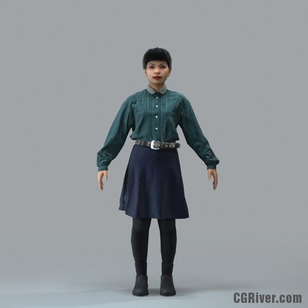 Asian Woman, Casual - RIGGED 3D MODEL for 3ds Max or Cinema 4D (CWom0104M4CS, CWom0104M4C4D)