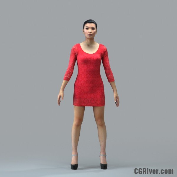 Asian Woman, Casual - RIGGED 3D MODEL for 3ds Max or Cinema 4D (CWom0105M4CS, CWom0105M4C4D)