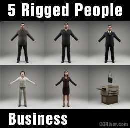 BUSINESS PEOPLE- 5 RIGGED 3D MODELS (MeBuCS003a)