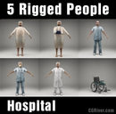 HOSPITAL PEOPLE- 5 RIGGED 3D MODELS (MeWoCS002a)