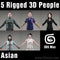 Asian People- 5 Rigged 3D Models (MeAsCS001M3)