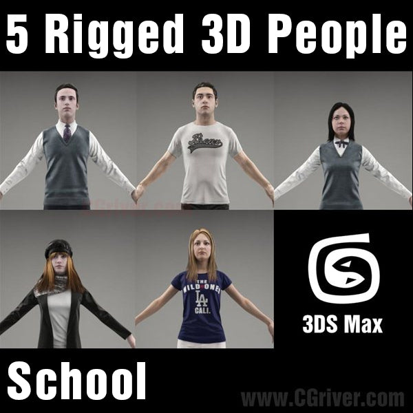 3D People- 5 Rigged 3D Models (MeMsCS007M3)