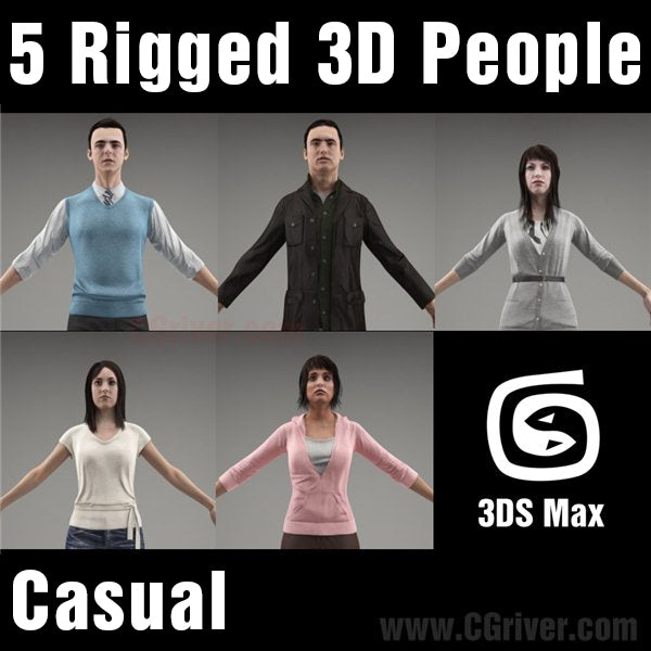 3D People- 5 Rigged 3D Models (MeMsCS005M3)