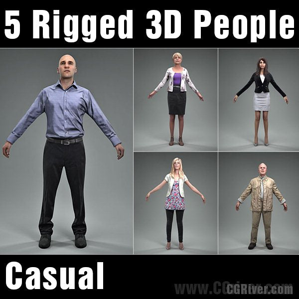 3D PEOPLE- 5 RIGGED 3D MODELS (MeMsCS002M4)