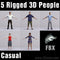 CASUAL PEOPLE- 5 FBX RIGGED MODELS (MeCaFBX003a)