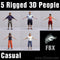 CASUAL PEOPLE- 5 FBX RIGGED MODELS (MeCaFBX003b)