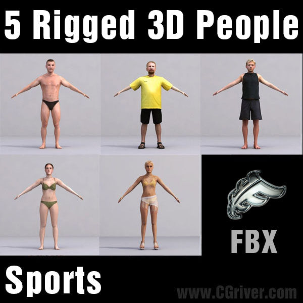 ATHLETES (SPORT)- 5 FBX RIGGED MODELS (MeSpFBX001a)