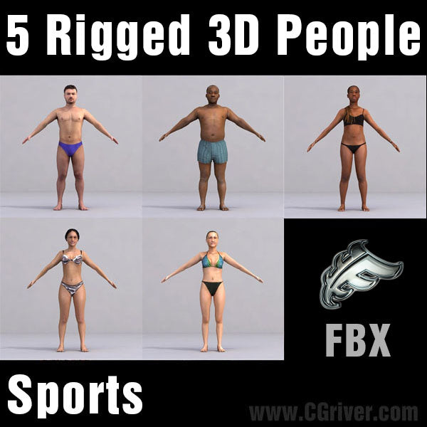 ATHLETES (SPORT)- 5 FBX RIGGED MODELS (MeSpFBX001b)