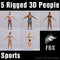 ATHLETES (SPORT)- 5 FBX RIGGED MODELS (MeSpFBX001b)
