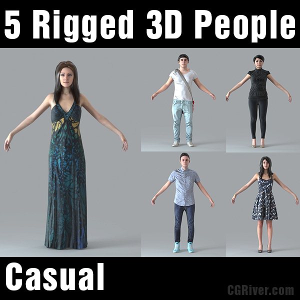 3D PEOPLE- 5 RIGGED 3D MODELS (MeMs003M4)
