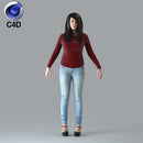 Cinema 4D CASUAL WOMAN - RIGGED 3D MODEL (CWom0019M4c4d)