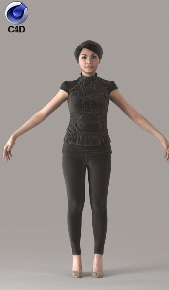 Cinema 4D CASUAL WOMAN - RIGGED 3D MODEL (cwom0012m4c4d)