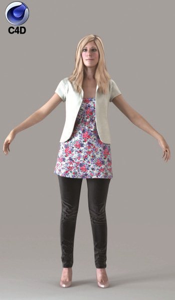 Cinema 4D CASUAL WOMAN - RIGGED 3D MODEL (cwom0011m4c4d)