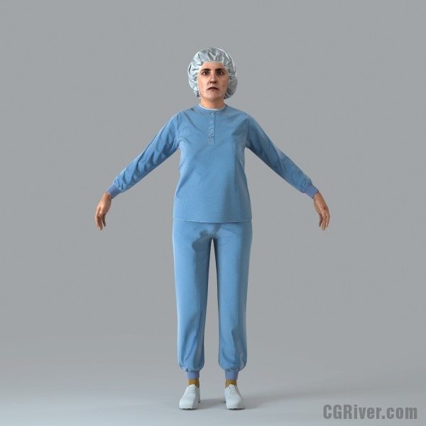 Female Surgeon /  Doctor / Physician - Rigged 3D Human Model (WWom0011M4)