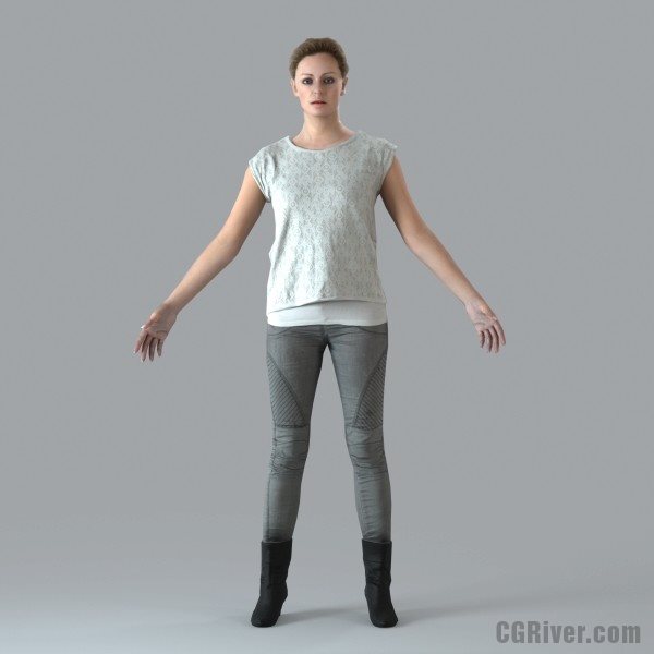Casual Woman - Rigged 3D Human Model  (CWOM0013M4CS)