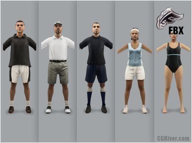 ATHLETE (SPORTS)- 5 RIGGED 3D FBX MODELS (MeSpFBX002a)