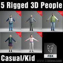 CASUAL PEOPLE- 5 RIGGED 3D FBX MODELS (MeCaFBX007b)