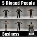 BUSINESS PEOPLE- 5 RIGGED 3D FBX MODELS (MeBuFBX003b)