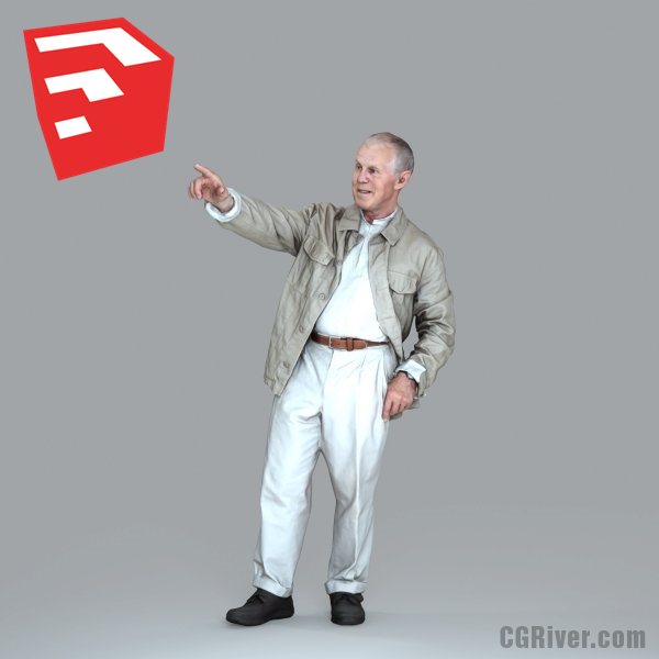 Elderly / Old Male Character - CMan0016-HD2-O01P16S_SU - Ready-Posed 3D Human Model (Still)