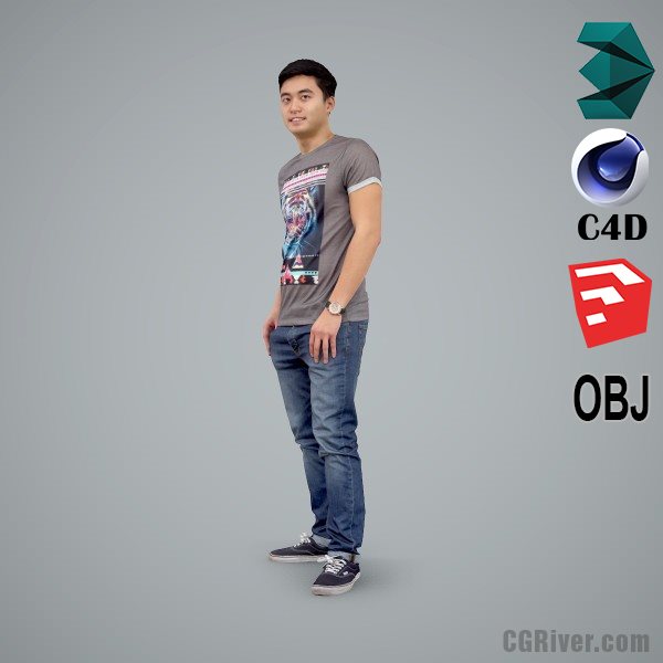 Asian Man / Casual - CMan0104-HD2-O03P01-S - Ready-Posed 3D Human Model / Male Character (Still)