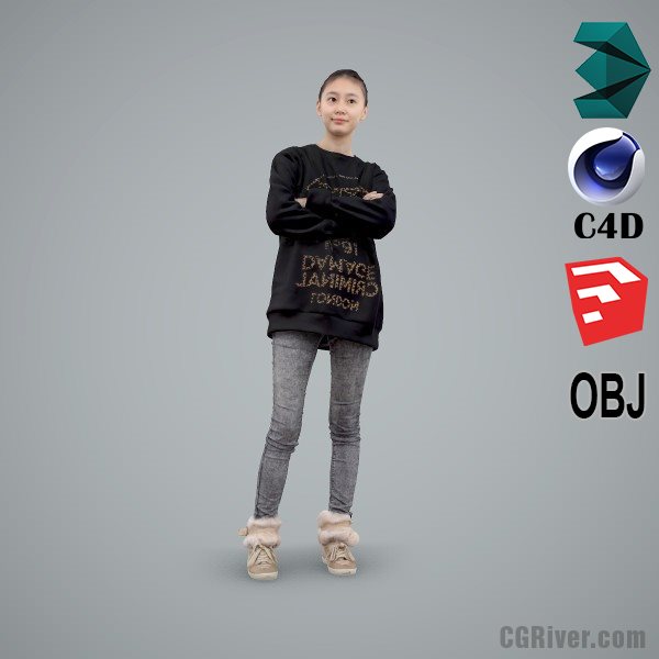 Asian Woman / Casual - CWom0103-HD2-O03P01-S - Ready-Posed 3D Human Model / Female Character (Still)