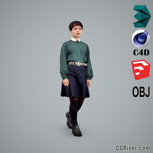 Asian Woman / Casual - CWom0104-HD2-O01P01-S - Ready-Posed 3D Human Model / Female Character (Still)
