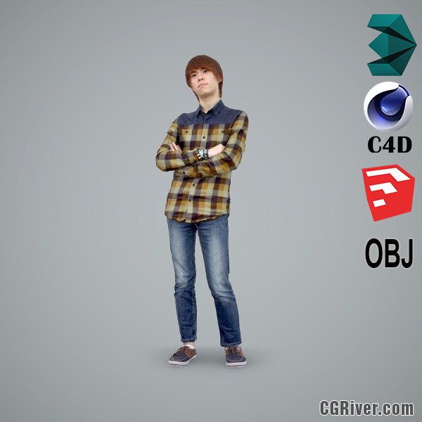 Asian Man / Casual - CMan0102-HD2-O02P01-S - Ready-Posed 3D Human Model / Male Character (Still)