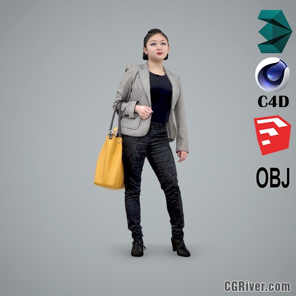 Asian Woman / Business Casual - BWom0102-HD2-O01P01-S - Ready-Posed 3D Human Model / Female Character (Still)