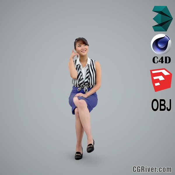 Asian Woman / Business Casual - BWom0100-HD2-O01P02-S - Ready-Posed 3D Human Model / Female Character (Still)