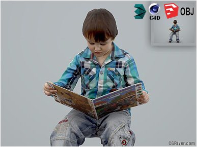 Boy / Child | Casual CBoy0002-HD2-O01P01-S - Ready-Posed 3D Human Model / Male Character (Kids / Children Still)