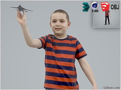 Boy / Child | Casual CBoy0005-HD2-O02P01-S - Ready-Posed 3D Human Model / Male Character (Kids / Children Still)