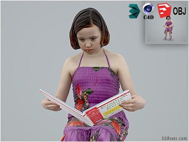 Girl / Child | Casual CGirl0005-HD2-O02P01-S Ready-Posed 3D Human Model / Female Character (Kids / Children Still)