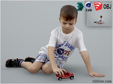 Boy / Child | Casual CBoy0001-HD2-O01P01-S - Ready-Posed 3D Human Model / Male Character (Kids / Children Still)