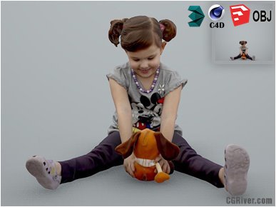 Girl / Child | Casual CGirl0001-HD2-O01P01-S Ready-Posed 3D Human Model / Female Character (Kids / Children Still)