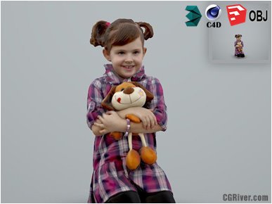 Girl / Child | Casual CGirl0002-HD2-O02P01-S Ready-Posed 3D Human Model / Female Character (Kids / Children Still)