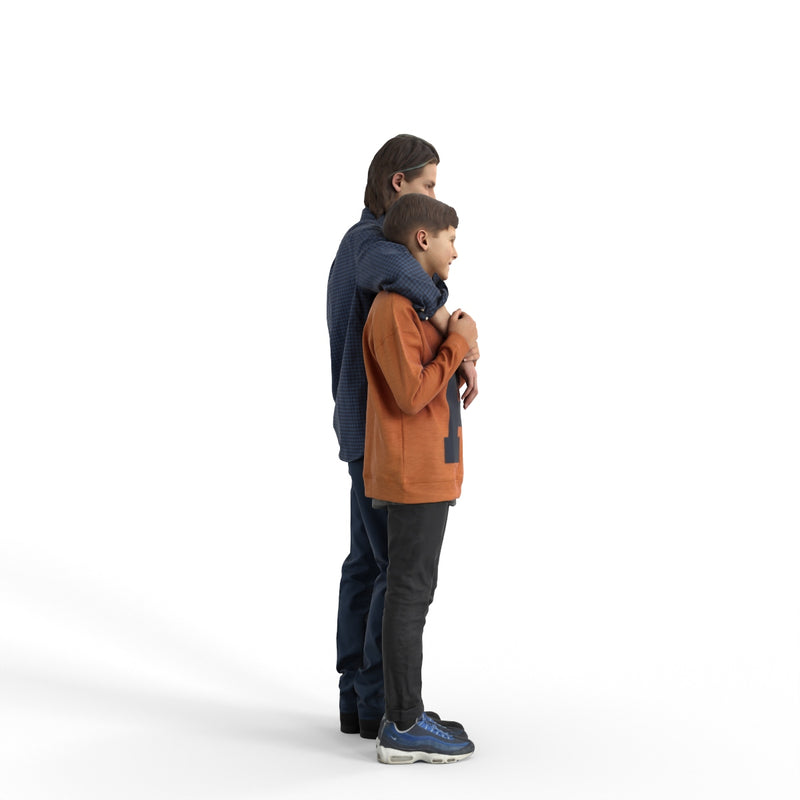 Casual Family | cfam0308hd2o01p01s | Ready-Posed 3D Human Model (Brothers/Boys/Still)