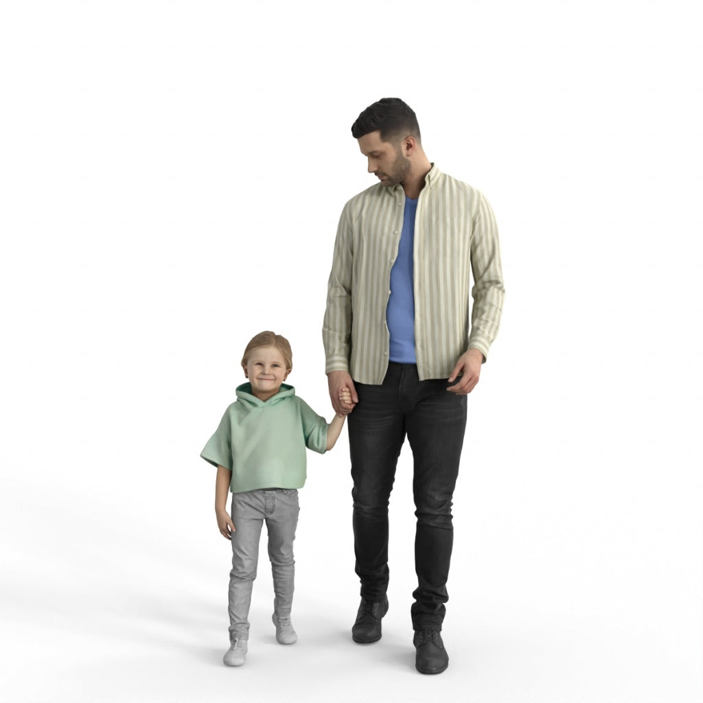 Casual Family | cfam0307hd2o01p01s| Ready-Posed 3D Human Model (Father ...