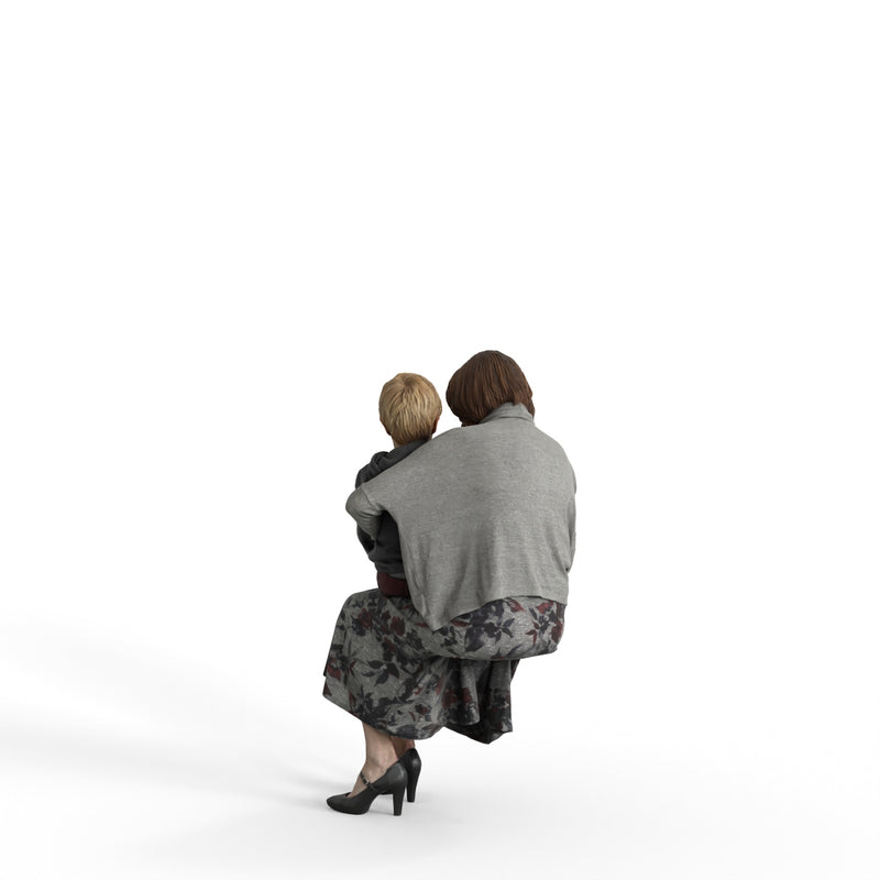 Casual Family | cfam0309hd2o01p01s| Ready-Posed 3D Human Model (Woman/Grandmother/Grandson/Still)