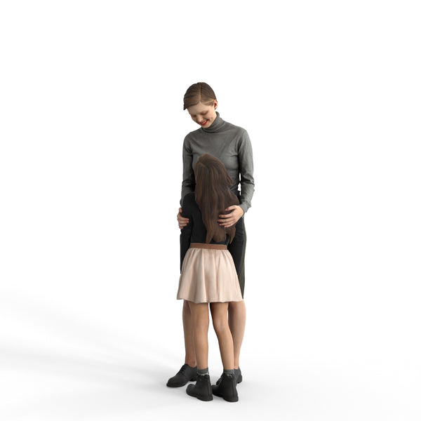 Casual Family | cfam0311hd2o01p01s| Ready-Posed 3D Human Model (Woman/Mom/Daughter/Still)