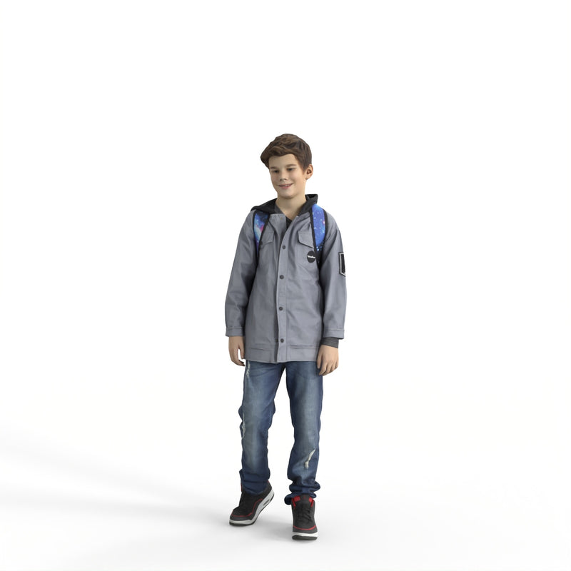 Casual Family | cboy0303hd2o01p01s | Ready-Posed 3D Human Model (boy)