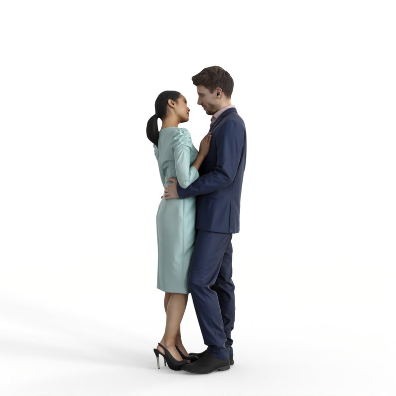 Couple | ccou0012hd2o01p01s | Ready-Posed 3D Human Model (Man Woman)