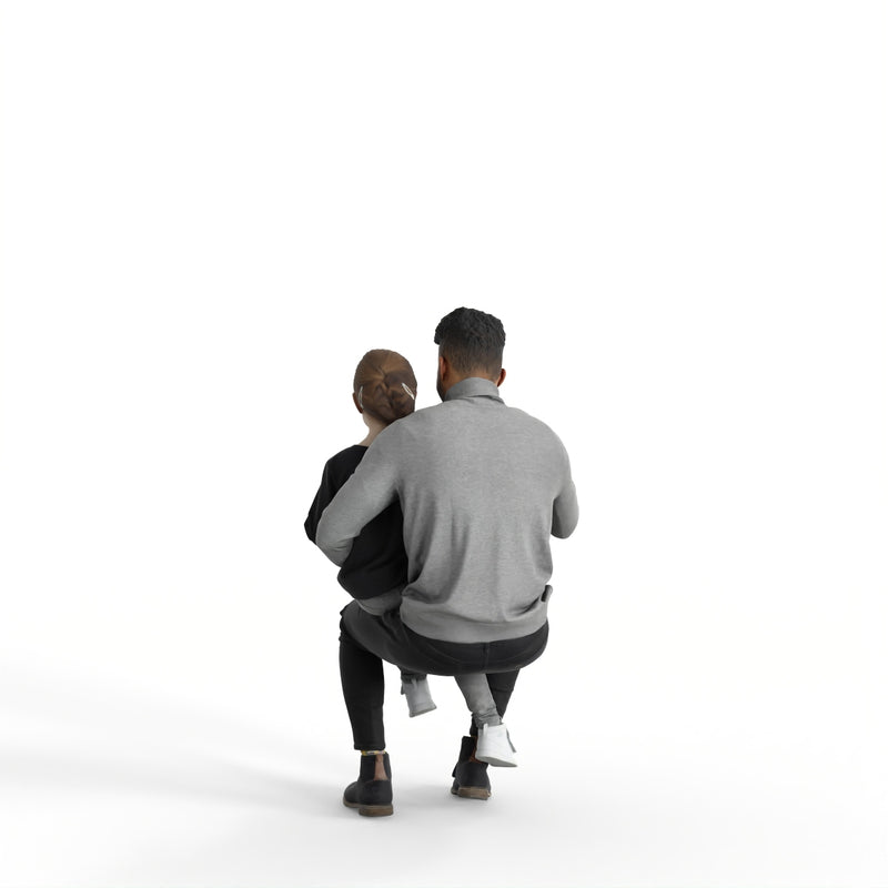Casual Family | cfam0313hd2o01p02s | Ready-Posed 3D Human Model (daughter father)