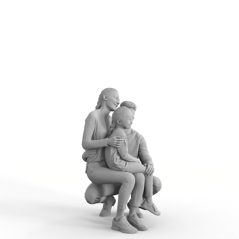 Casual Family | cfam0313hd2o01p03s | Ready-Posed 3D Human Model (Mom Dad Daughter)